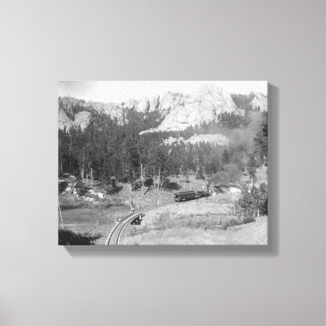 Lienzo Montañas Buckhorn más allá de las vías férreas (Anverso)