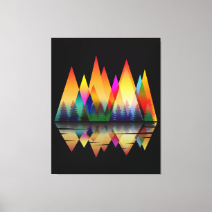 Lienzo MONTañas COLORIDAS FORMAS NATURALEZA BOSQUE