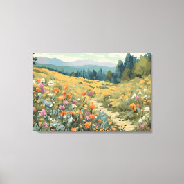 Lienzo Montañas del Campo de las Flores Silvestres Escena