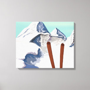 Lienzo Montañas esquiando