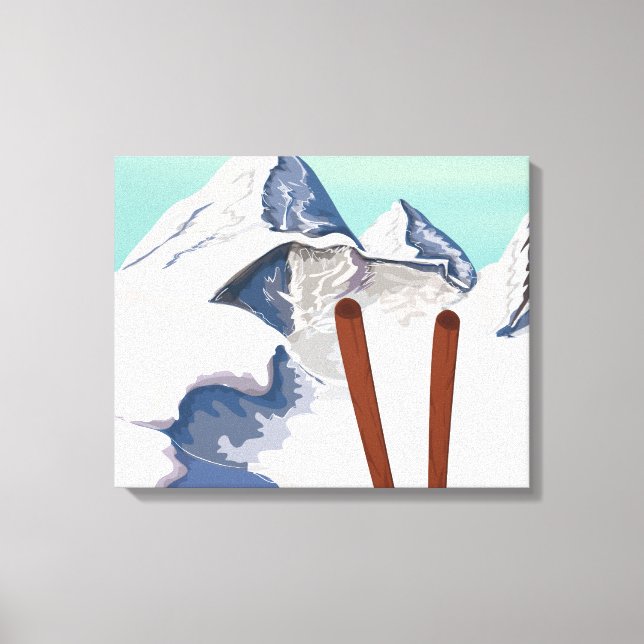 Lienzo Montañas esquiando (Anverso)