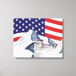 Lienzo Montañas esquiando