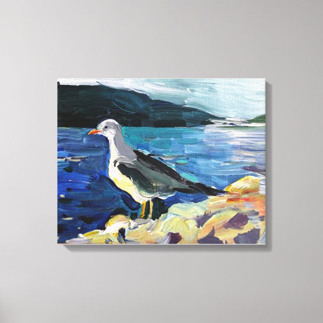 Lienzo Montañas modernas de pintura al óleo y árboles flo (Anverso)