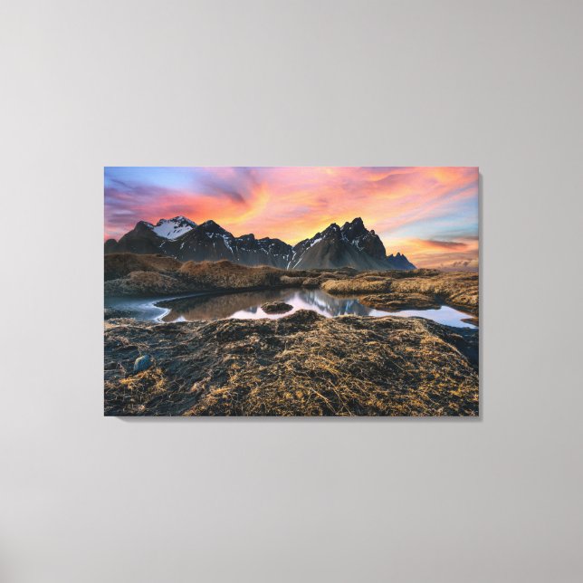 Lienzo Montañas | Montaña Vesturhorn Islandia (Anverso)