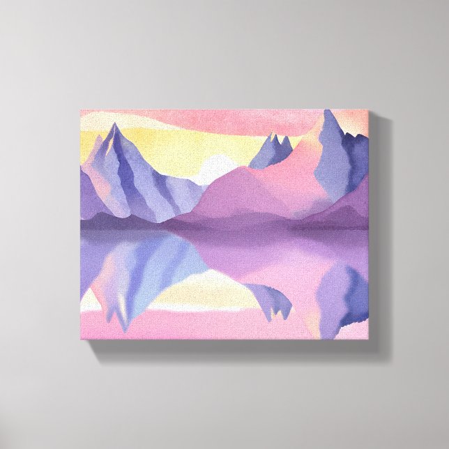 Lienzo Montañas Pastel | Cielo Acuarela (Anverso)