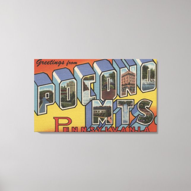 Lienzo Montañas Pocono - Escenas de letras grandes (Anverso)