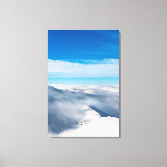 Lienzo Montañas que emergen de las nubes (Anverso)