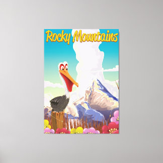 Lienzo Montañas Rocosas Afiche de viajes Pelican