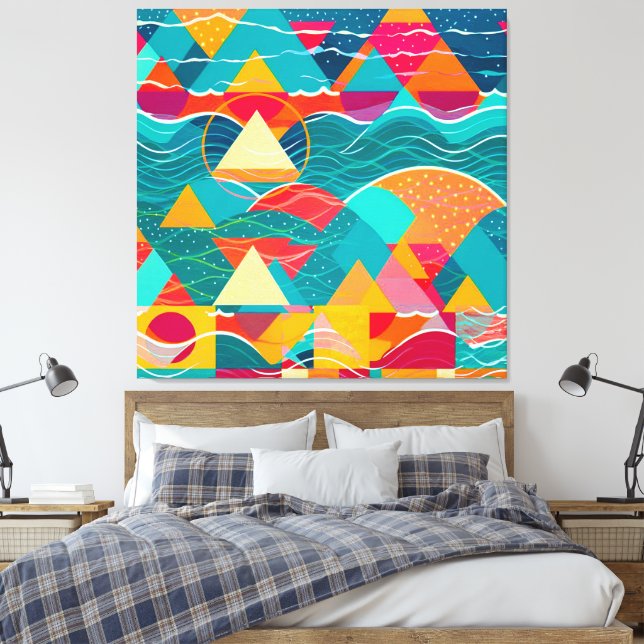 Lienzo Montañas y río abstractos (Insitu(Dormitorio))