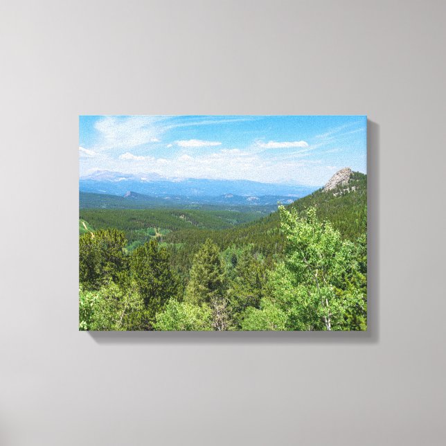 Lienzo montañas y valles boscosos en el cañón de la puert (Anverso)