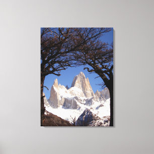 Lienzo Monte Fitz Roy enmarcado por árboles, Patagonia