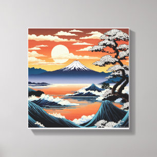 Lienzo Monte Fuji tranquilo al atardecer