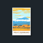 Lienzo Monte Kilimanjaro Tanzania Tanzania África Vintage<br><div class="desc">Diseño de arte vectorial del Monte Kilimanjaro. Es la montaña más alta de África y la montaña independiente más alta del mundo.</div>