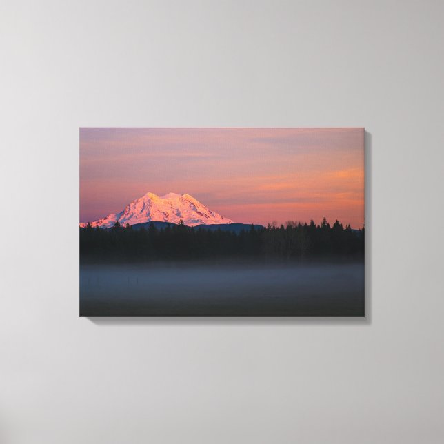 Lienzo Monte Rainer atardecer y niebla (Anverso)