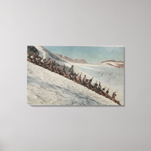 Lienzo Monte Rainier, WA - Línea de gente durmiendo en