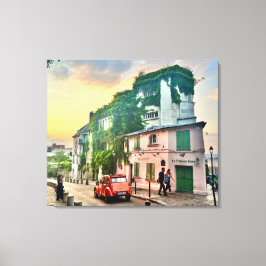 Lienzo Montmartre Canvas Print con 2CV