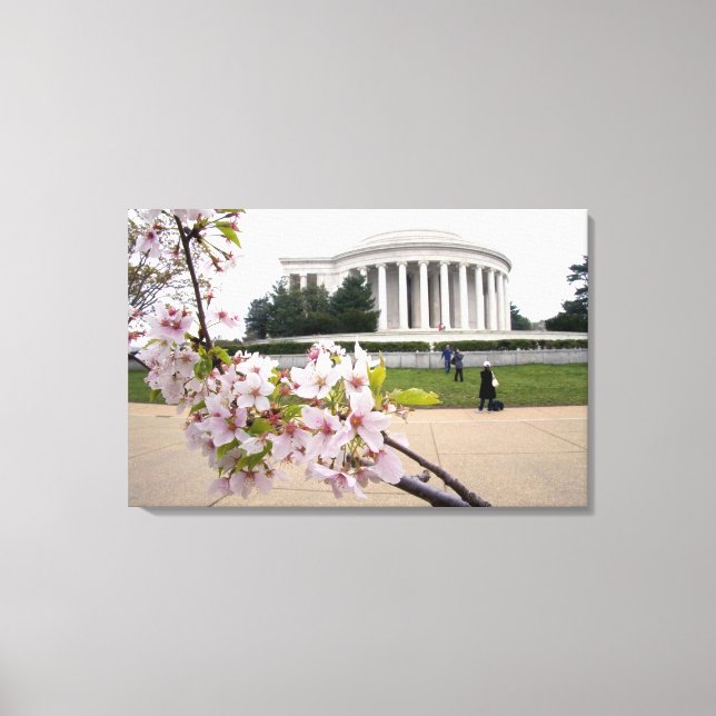Lienzo Monumento a Thomas Jefferson con flor de cerezo (Anverso)