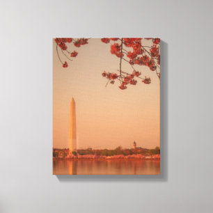 Lienzo Monumento de Washington Sakura en la puesta del