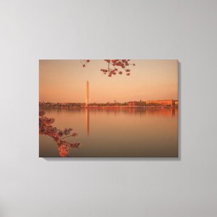 Lienzo Monumento de Washington Sakura en la puesta del
