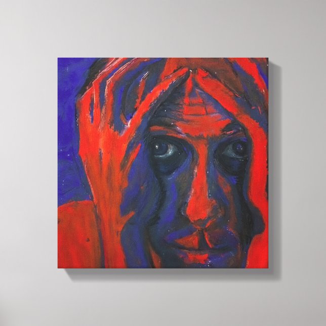 Lienzo Moody Expressionist Portrait Red and Blue Emotiona (Anverso)