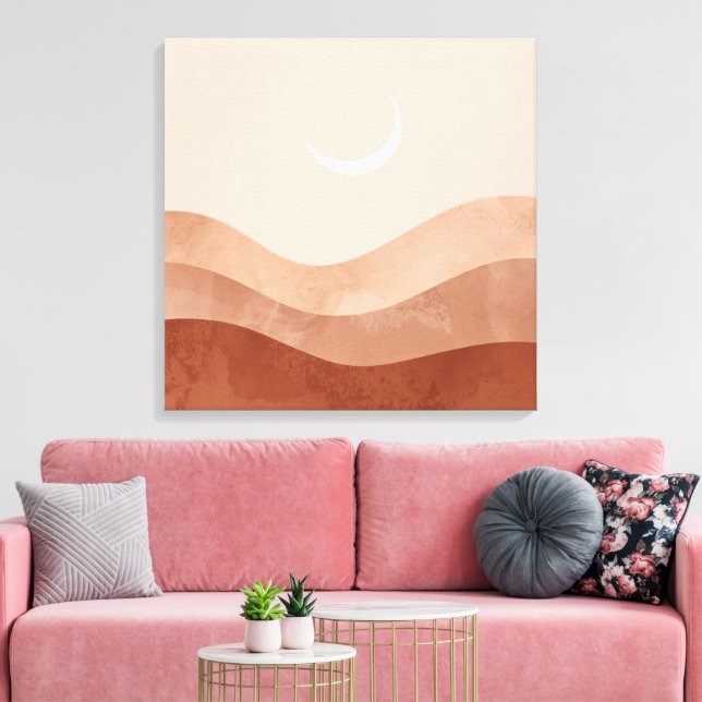 Lienzo Moon and Desert Minimalist Boho Wall Art (Insitu (Sala de estar))