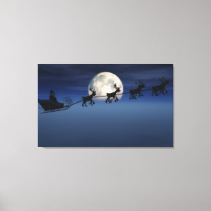 Lienzo Moon Silhouette Santa Wall Art