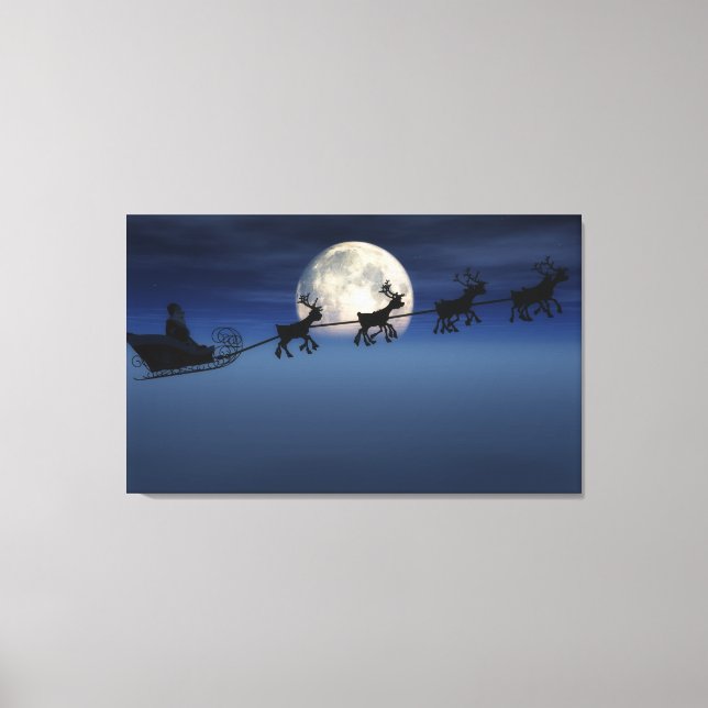 Lienzo Moon Silhouette Santa Wall Art (Anverso)