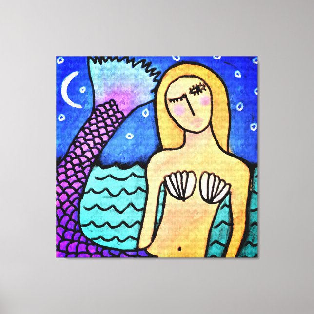 Lienzo Moonlight Mermaid Resumen Pintura Digital (Anverso)