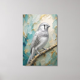 Lienzo Moonlight Silver Finch – Luxe Metallic Impasto