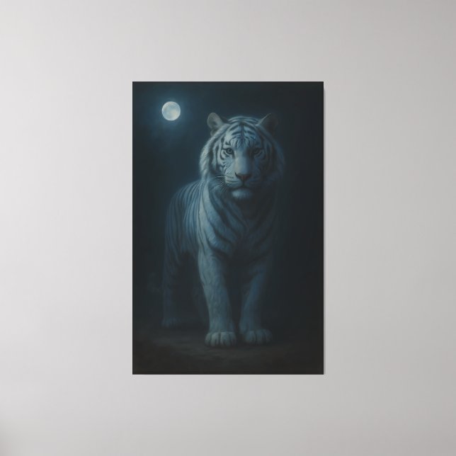 Lienzo Moonlit Blue White Tiger – Fine Art Canvas (Anverso)