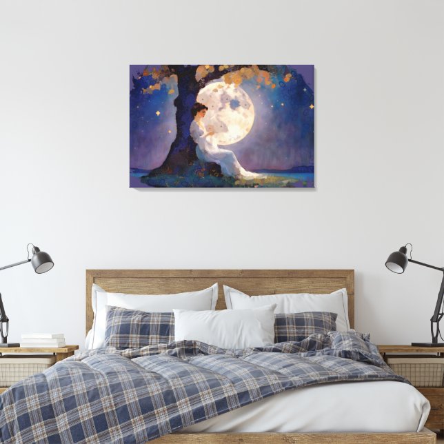 Lienzo Moonlit Dreamer - Serene Night Sky (Insitu(Dormitorio))