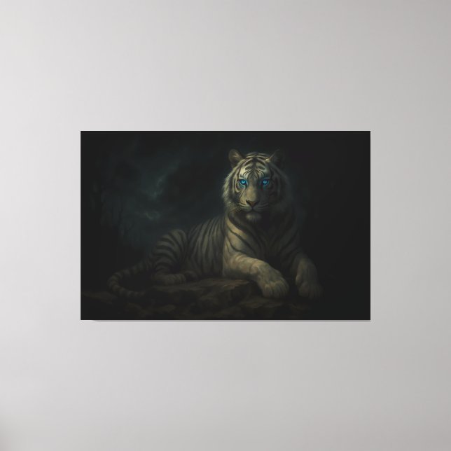 Lienzo Moonlit Guardian White Tiger – Fantasy Art (Anverso)