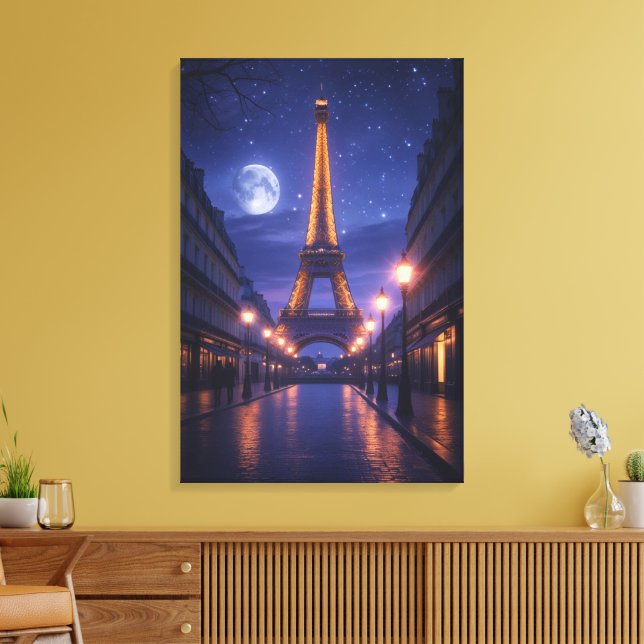 Lienzo Moonlit Paris – Romantic Eiffel Tower Night (Insitu (Sala de estar))