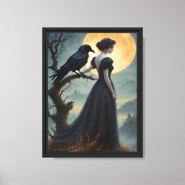 Lienzo Moonlit Raven Lady Art (Anverso)