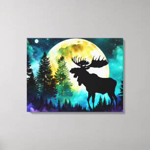 Lienzo Moose en el bosque Luna llena