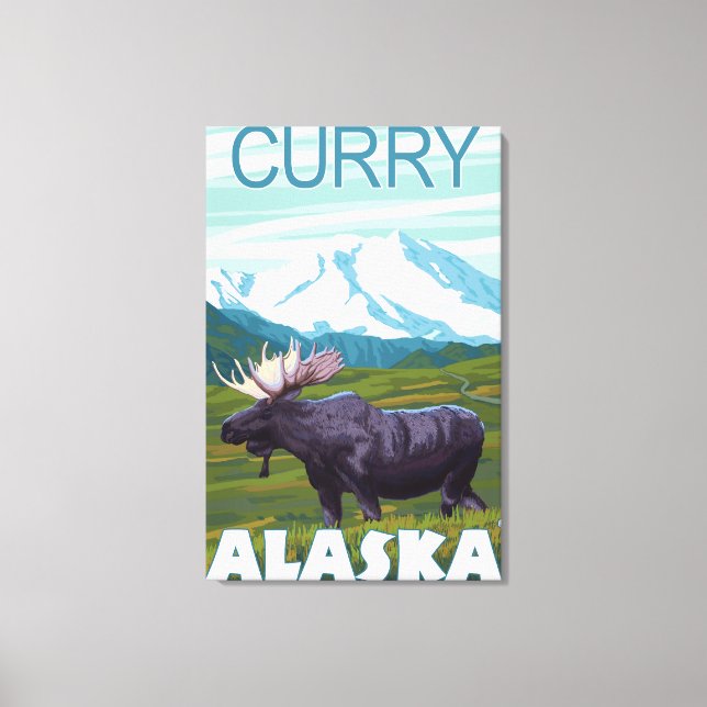Lienzo Moose Scene - Curry, Alaska (Anverso)