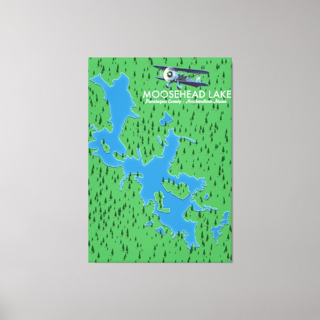 Lienzo Moosehead Lake, Piscataquis County map Canvas Prin (Anverso)