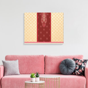 Lienzo moqueta roja y beige con un borde rojo