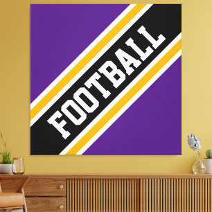 Lienzo Morado Negro Naranja Fútbol Rayas Atléticas