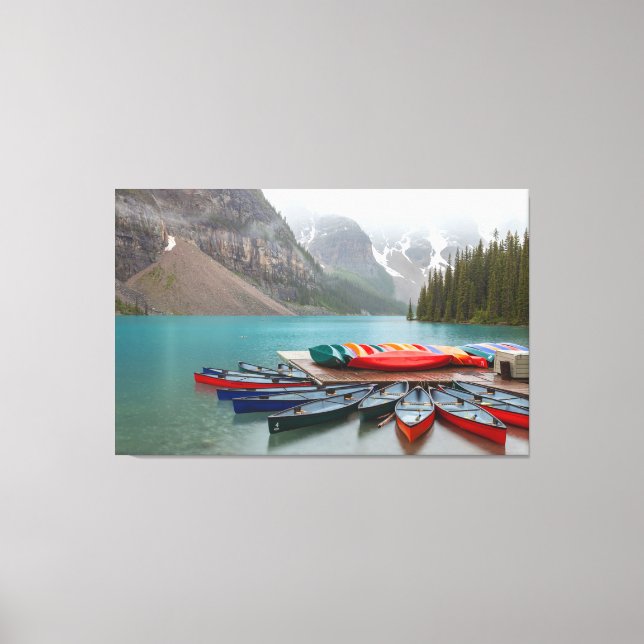 Lienzo Moraine Lake Canoes (Anverso)