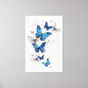 Lienzo Morfo de las mariposas voladoras azules