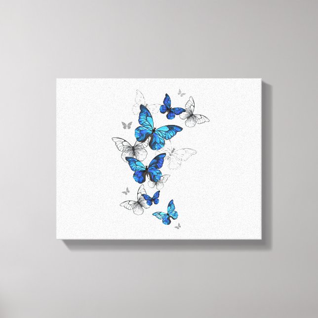 Lienzo Morfo de las mariposas voladoras azules (Anverso)