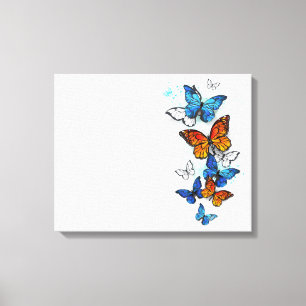 Lienzo Morfo y monarca de las mariposas voladoras