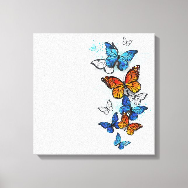 Lienzo Morfo y monarca de las mariposas voladoras (Anverso)