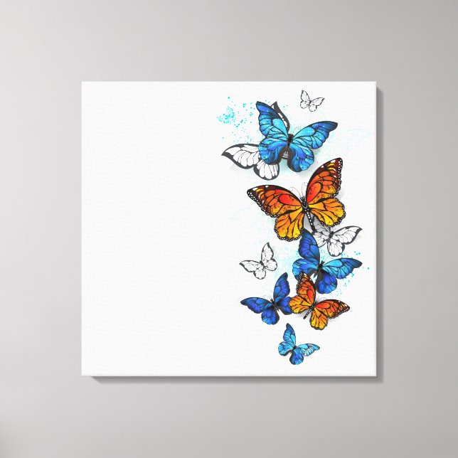 Lienzo Morfo y monarca de las mariposas voladoras (Anverso)