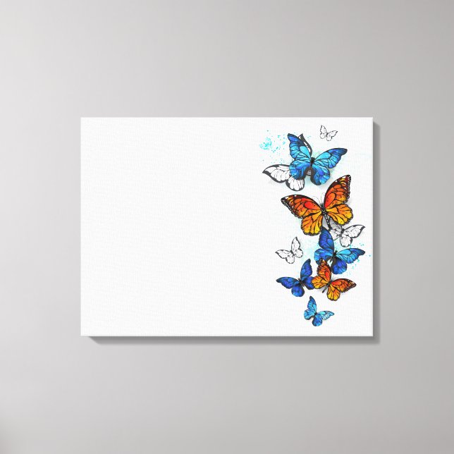 Lienzo Morfo y monarca de las mariposas voladoras (Anverso)