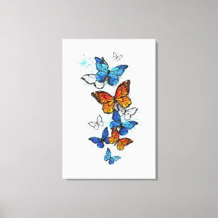 Lienzo Morfo y monarca de las mariposas voladoras