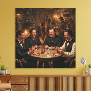 Lienzo Morgan Wyatt Virgil Earp Doc Holiday Jugando Póque