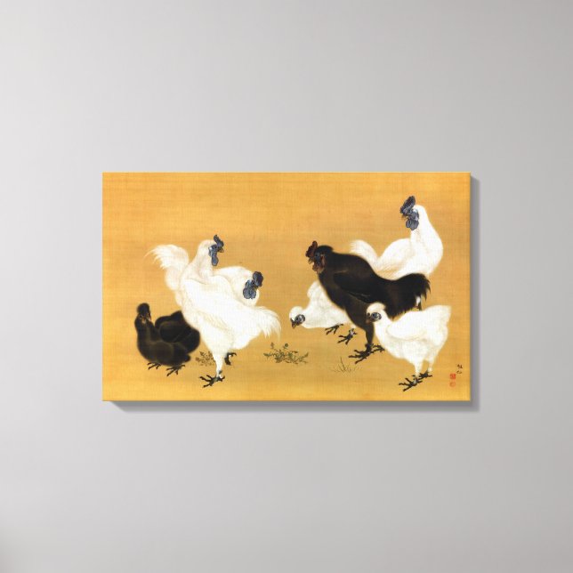Lienzo Mori Sosen Silkies Chickens (Anverso)