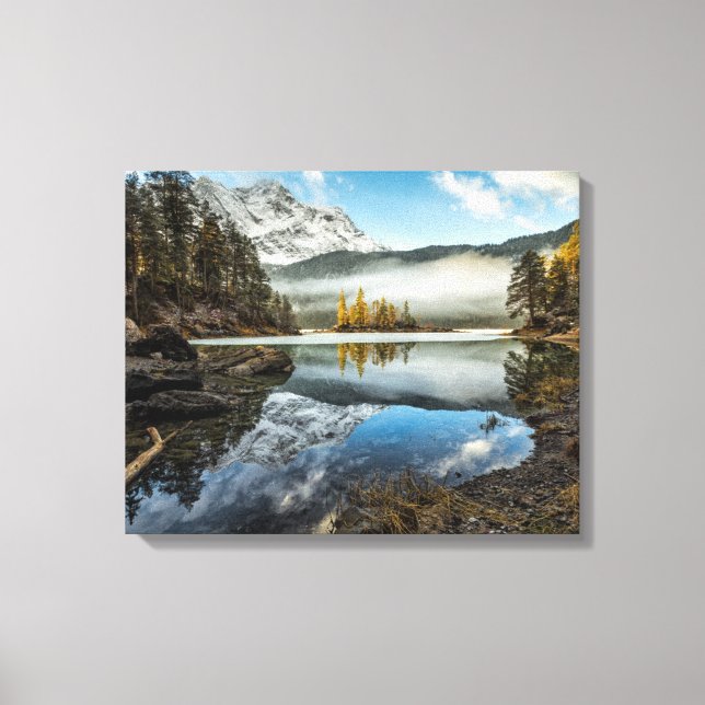 Lienzo Morning Mood | Lago Eibsee (Anverso)